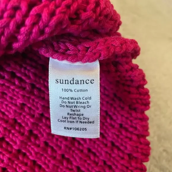 Sundance Sweater Womens Extra Large Pink Chunky Knit Cotton Short Sleeve V Neck - Picture 4 of 5